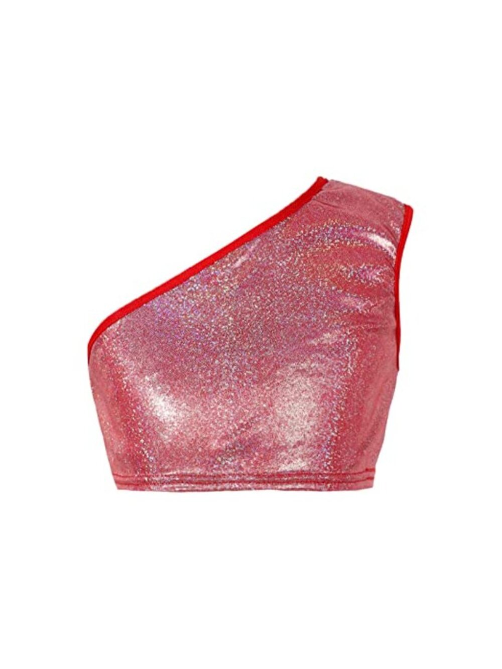 Girls One-Shoulder Sequin Dance Crop Top Stage Performance Tank